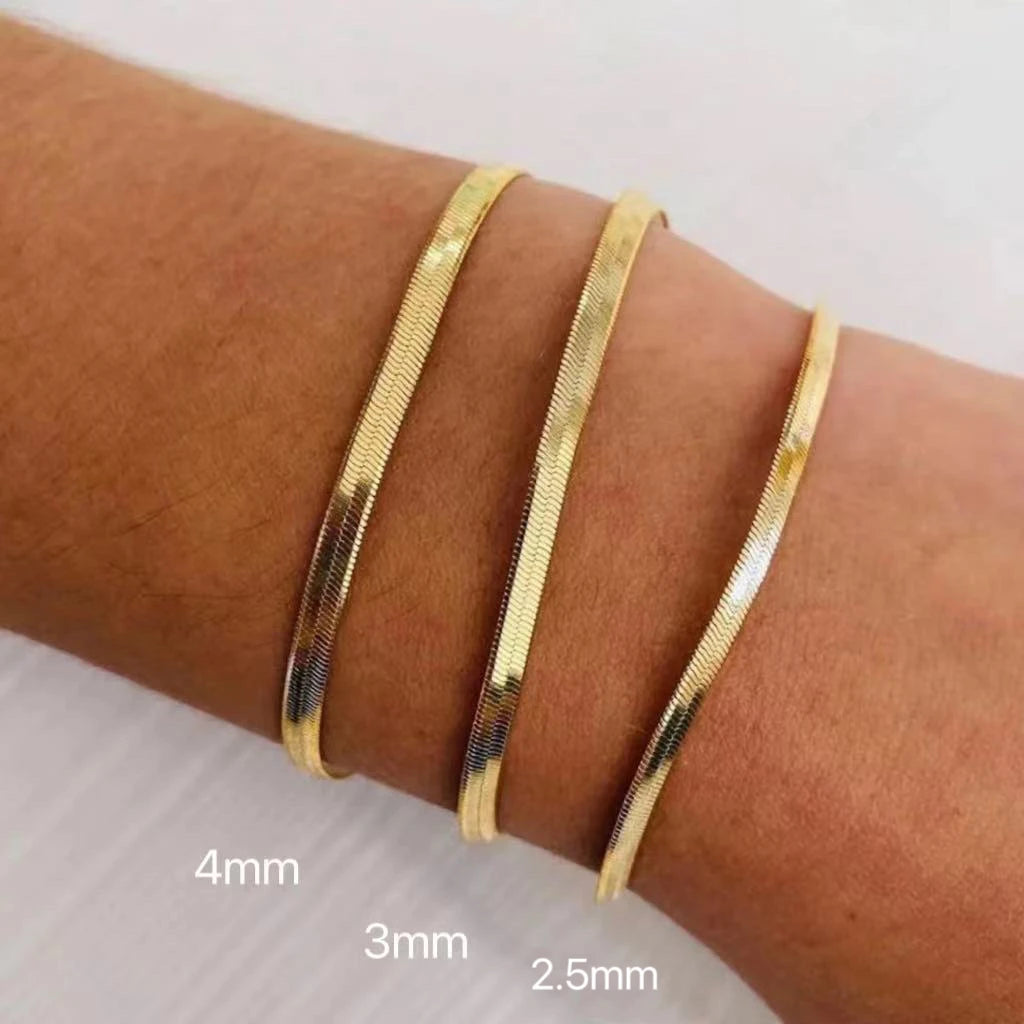 Stainless Steel 16/18cm Classic Snake Gold Color Width 2.5/3/4MM Chain Bracelet For Women Mariasz Minimalist Jewelry Gift.