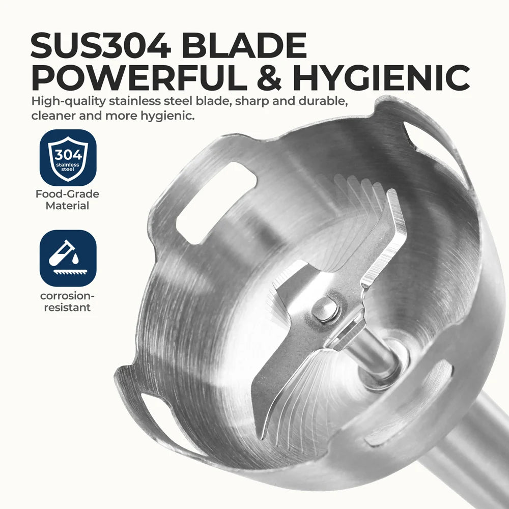 Electric Hand Held Stick Blender 6-in-1 Multi-Purpose Immersion Hand Blender,Stainless Steel Blades,Home & Kitchen,MAX 1500W.