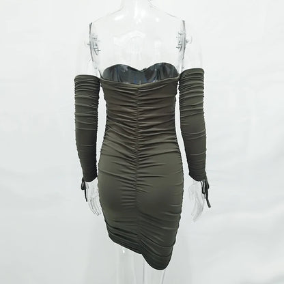 Arctic Cat Frauen Herbst Winter Verband Kleid Frauen 2022 Sexy Off Schulter Lange Hülse Dünne Elastische Bodycon Party Kleider Vestidos