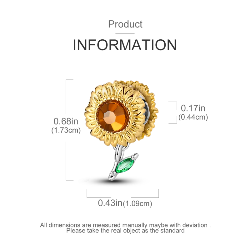 Gold Series DIY Charms Bead Original 925 Sterling Silver Inlaid Zirconium Sun Leopard Pendants Fit Bracelet Jewelry Gift Marking.