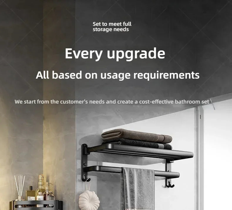 Beliebter Stil, 40/50 cm, selbstklebende Wandhalterung für Badezimmer, wasserdicht und rostfrei, Aufbewahrungsregal mit Haken, Handtuchhalter