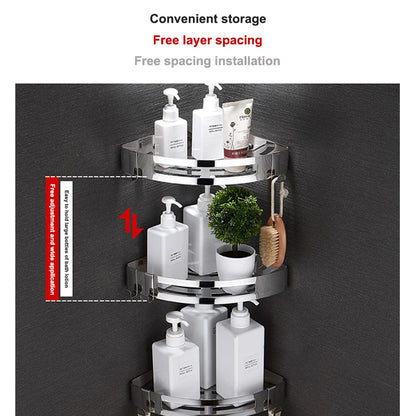 1/2/3 Schichten Eckduschregal Badezimmer Shampoo Duschregal Halter 304 Edelstahl Schlagfrei Küchenstativ Eckständer