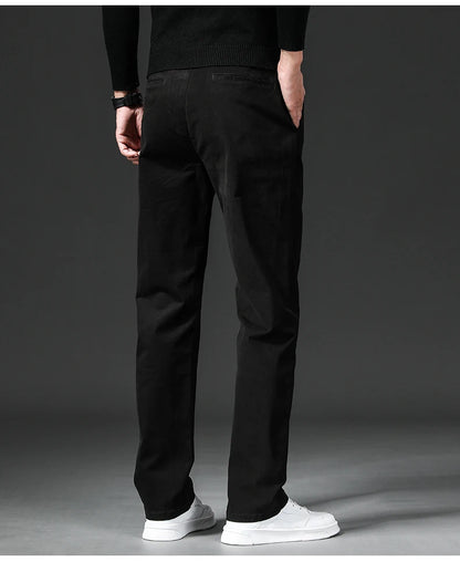 New in Spring Casual Pants Men Straight Fit Cotton Stretch Chino Trouser Male Formal Work Business Dress Khaki Fashion Regular.