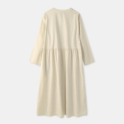 Women's Elegant Solid Cotton Robe Femme 2022 Spring Autumn Bohemian Maxi Dress ZANZEA Casual Long Sleeve Shirt Dresses Oversized.