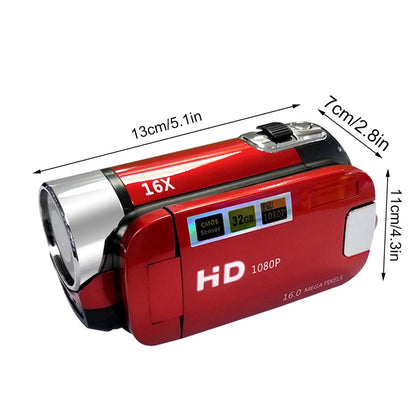 16MP 1080P Digital Video Camera Recorder 16X Digital Zoom Built-in Microphone Speaker 2.4Inches TFT Screen Lightweight Camcorder.