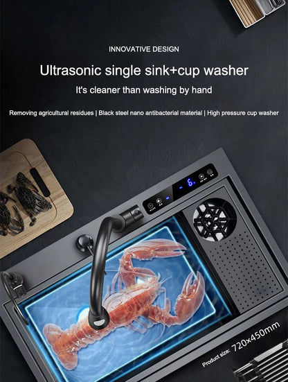 Kitchen Sink Stainless Steel Dishwashing Sink Ultrasonic Sink Dishwasher Multifunctional Intelligent Net Washer For Kitchen