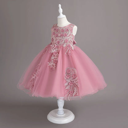 Neue Kinder kleid Spitze Blume Hochzeits kleid weibliche Klavier Performance Kleid Halloween Leistung kurze Mädchen Kleidung
