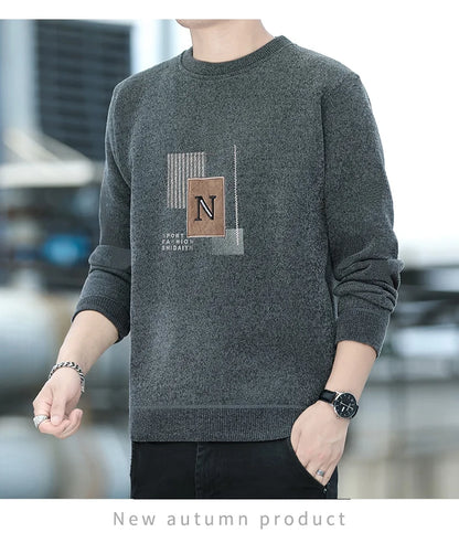 Men's Fleece Lined Pullovers Fashion Sweaters Autumn Winter Jumpers Fashion New Jersey Men's Clothes.