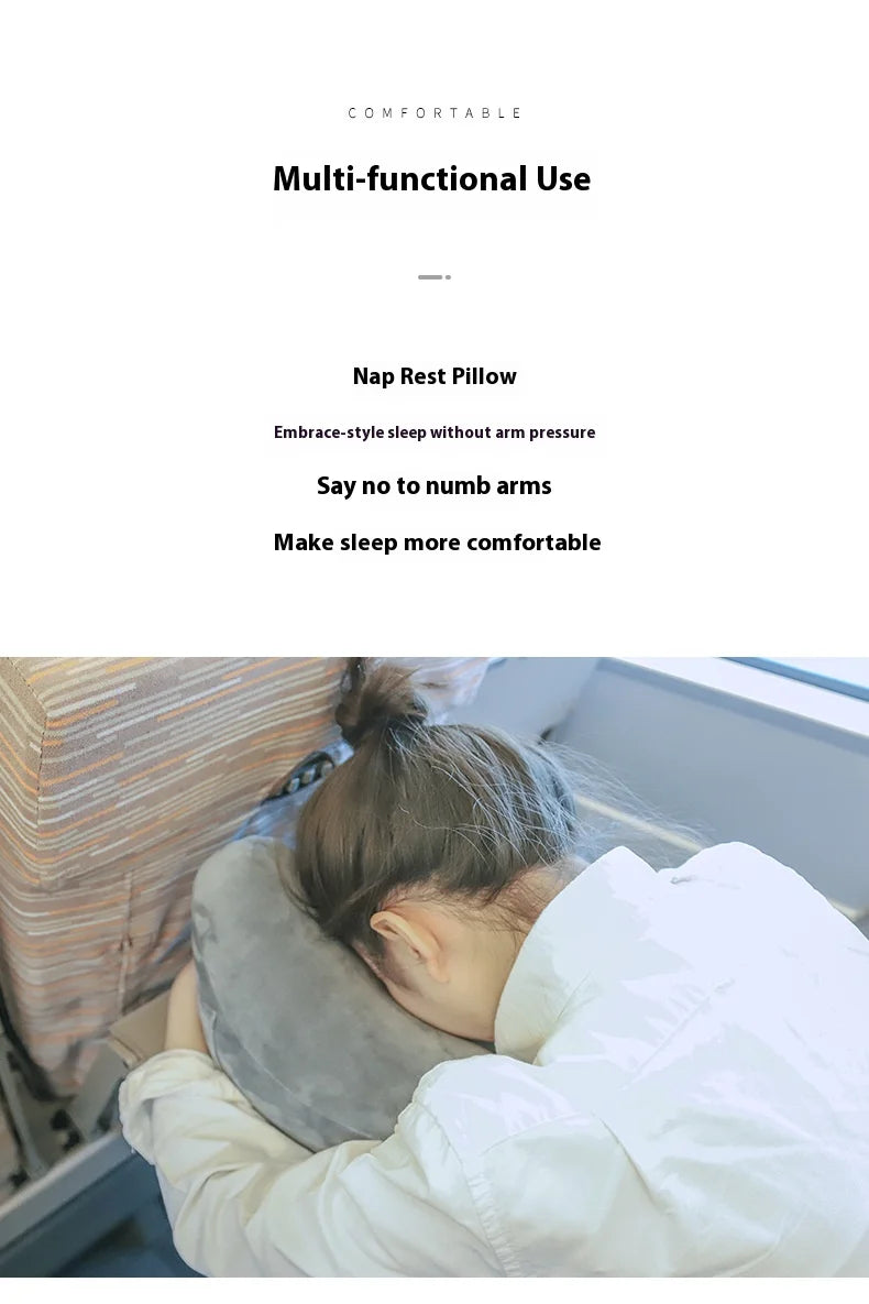 Outdoor U Shaped Memory Foam Neck Pillow Adjustable Portable Multifunctional Airplane Sleeping Support Massage Protection Pillow.