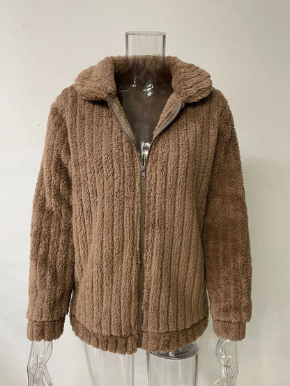 2025, Herbst und Winter, neue Mode, Damenpullover, Mäntel, Übergröße, Fleece-Strickjacke, kurzer Kragen, Tops, Damenbekleidung