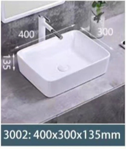 Hotel Commercial Square Weiß Keramik Aufsatzwaschbecken Waschtisch Waschtisch Porzellan Multi-Size für Badezimmer Balkon