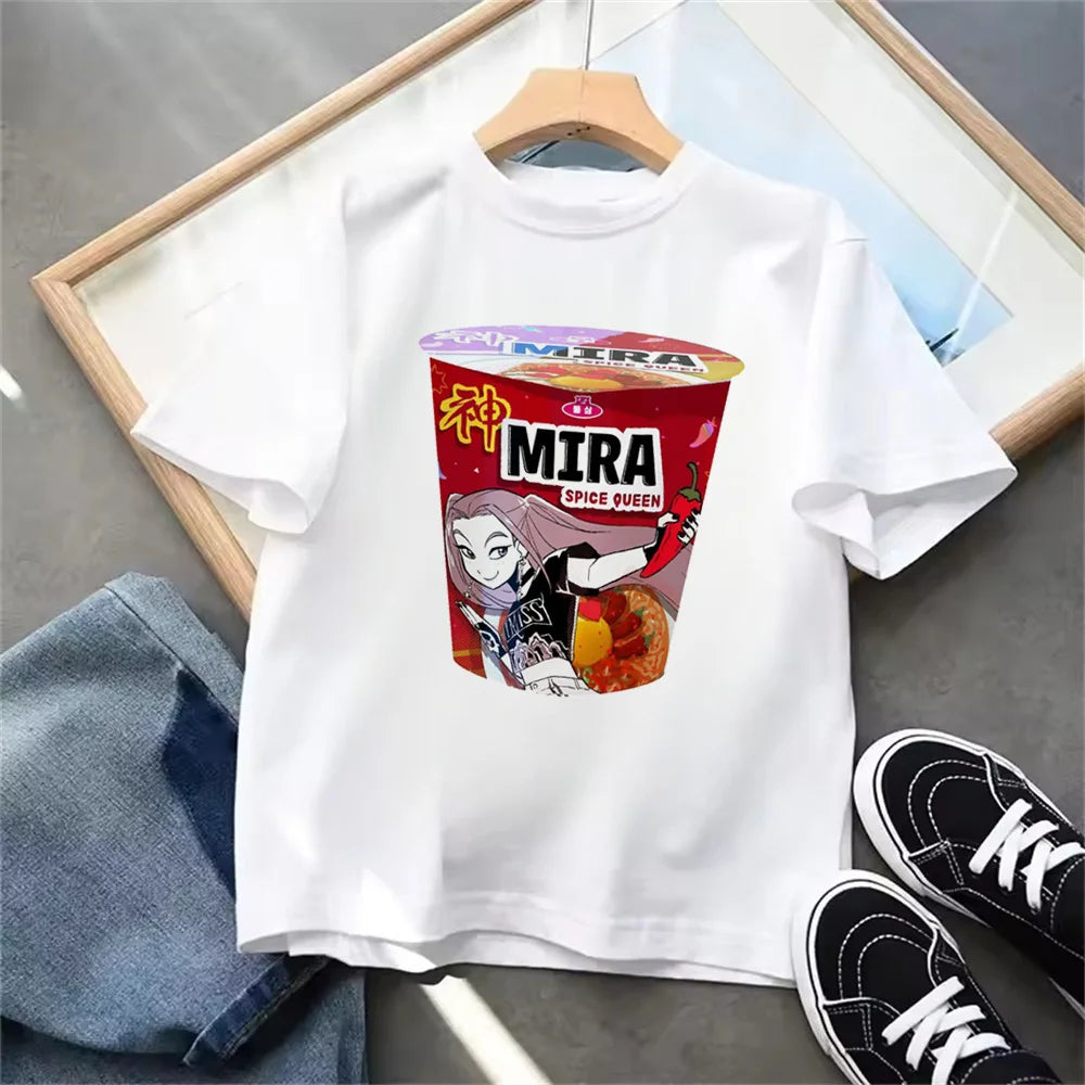 Summer 2025 New KPop Demon Hunters Kids Girls Boys T-shirt Children's Clothing T Shirt Casual O-Neck Short Sleeve Tops.