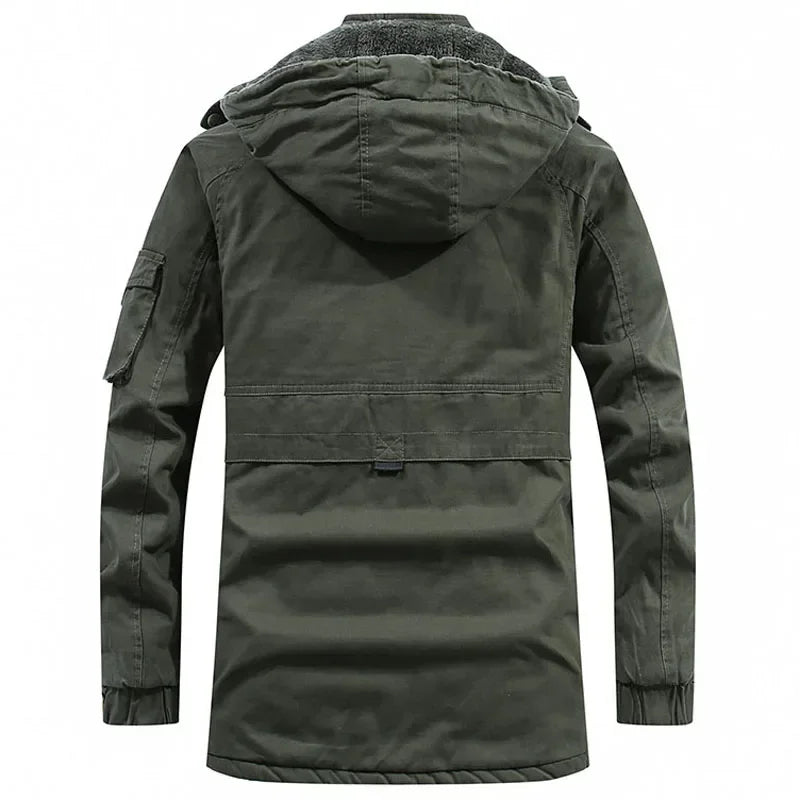Parkas Coat Military Windproof Hooded Jackets Man Washed Cotton Thick Fleece Casual New  Winter Warm Varsity Jacket Men.