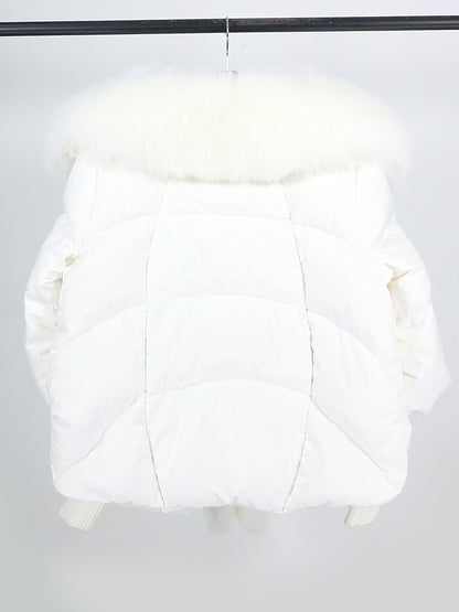 Lose Natürliche Echt Fox Pelz Kragen Mantel Dicke Neue Europäische Mode Weiße Ente Unten Jacke Winter Frauen Warme Luxus Oberbekleidung