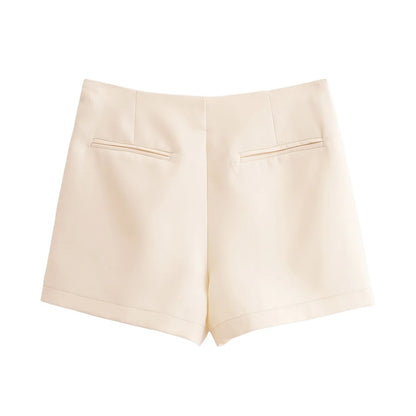 TRAF Shorts for Women Fashion Autumn Winter New Comfortable Casual Solid Color Side Zip Middle-waisted A-line Culotte Skirt Pant