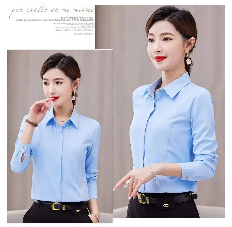 White Shirt Long-sleeved Slim Shirt Korean Style Professional Work Clothes Work Clothes