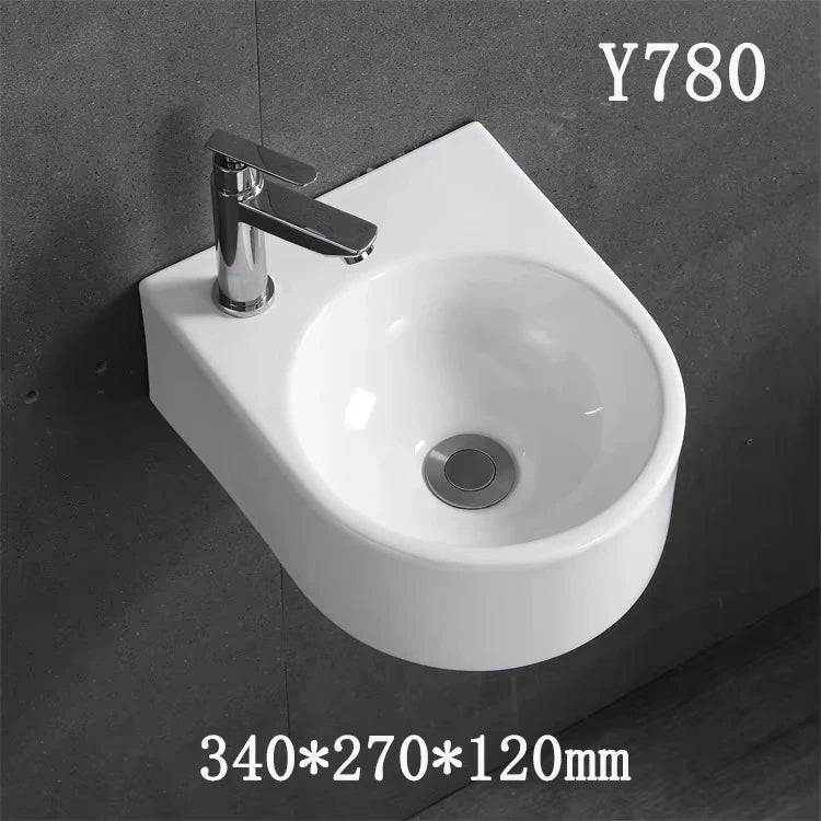 Kompaktes, an der Wand montiertes Keramikwaschbecken – kleines quadratisches Waschbecken, platzsparendes Design für Badezimmer, Balkon oder Waschtisch