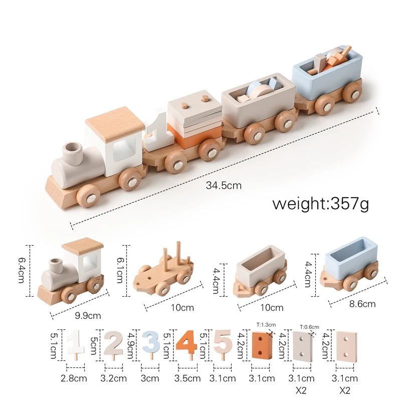 Wooden Train Birthday Toy  Montessori Toys Baby Educational Toys  Wooden Trolley  Baby Learning Toys  Number Of Wood Baby's Toys.