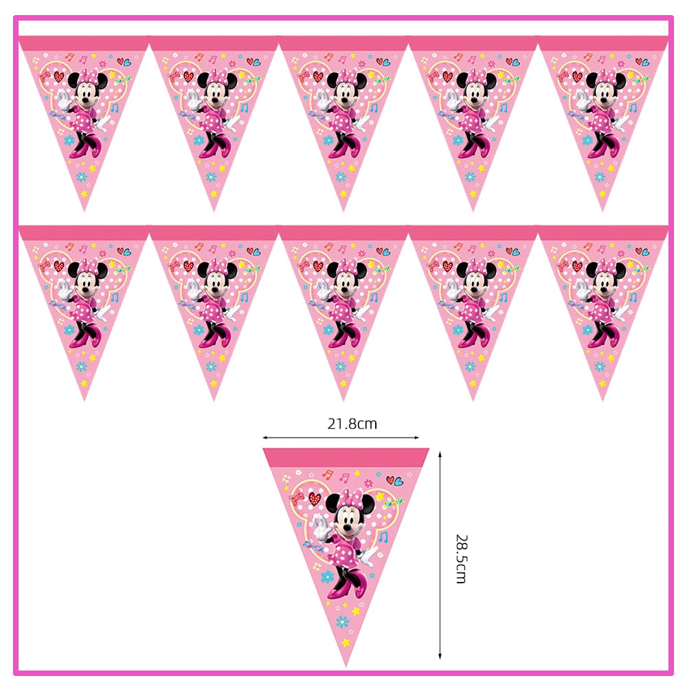 Disney Minnie Mouse Birthday Party Decoration Pink Minnie Paper Cups Plates Napkin Tablecloth Tableware Balloosn Baby Shower Kid.