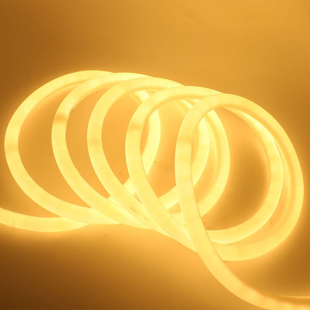 220V Neon LED Strip Light 360 Degree Round Tube Red/Green/Blue/Warm White Flexible Rope 120Leds/m Waterproof EU Plug Home Decor