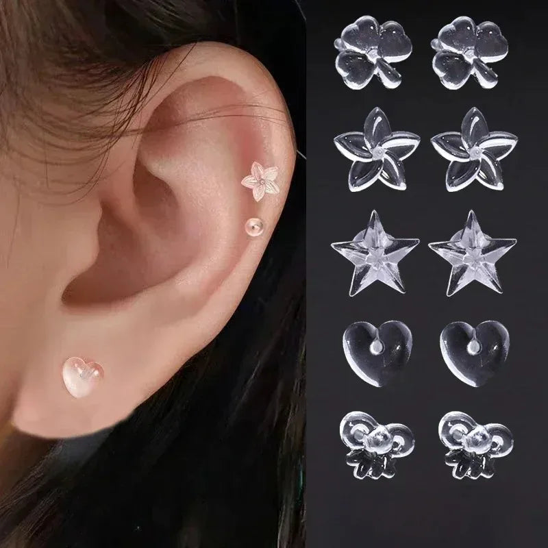 2/100Pcs Mini Resin Ear Studs for Women Anti-allergy Prevent Allergy Transparent Girls Invisible Cute Earring Piercing Jewelry.