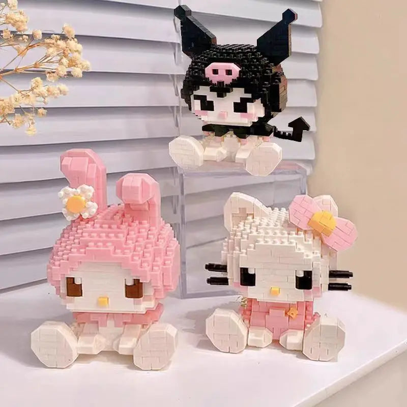 KEEPPLEY Sanrio Anime Hello Kitty My Melody Cinnamoroll Pompompurin Kuromi Building Blocks Girl Kid Holiday Christmas Gift.