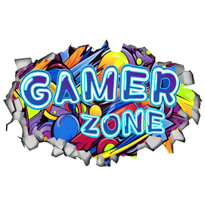 Larger Game Poster 3D Wall Hole Art Cool Gamer Zone Gamepad Vinyl Mural Stickers Home Decoration for Kids Bedroom Gaming Rooms