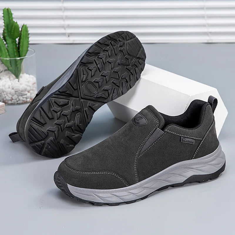 Mens Walking Shoes Leather Anti Slip Wear-resistant Autumn Fashion High-quality Soft Sole Comfortable Casual Flat Sneakers Man.