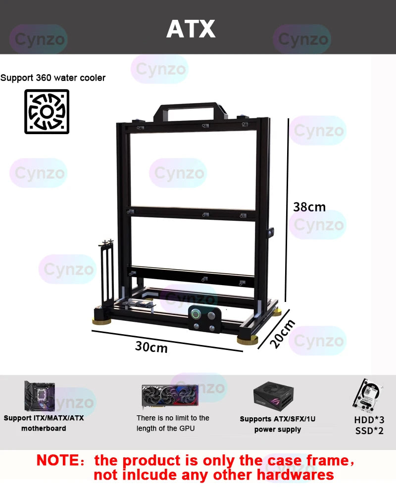 ITX MATX ATX Gamer Cabinet,MOD Desktop PC Case Open Frame Rack,Water Cooler Computer Gaming Chassis Vertical Personality DIY.