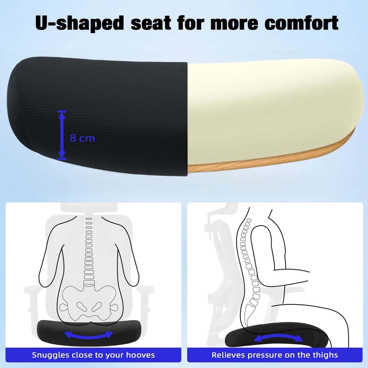 AUTHMIC Ergonomischer Bürostuhl, 3D-Lendenwirbelstütze, verstellbare Kopfstütze und Armlehnen, verstellbarer Schreibtischstuhl, 155 kg Tragkraft