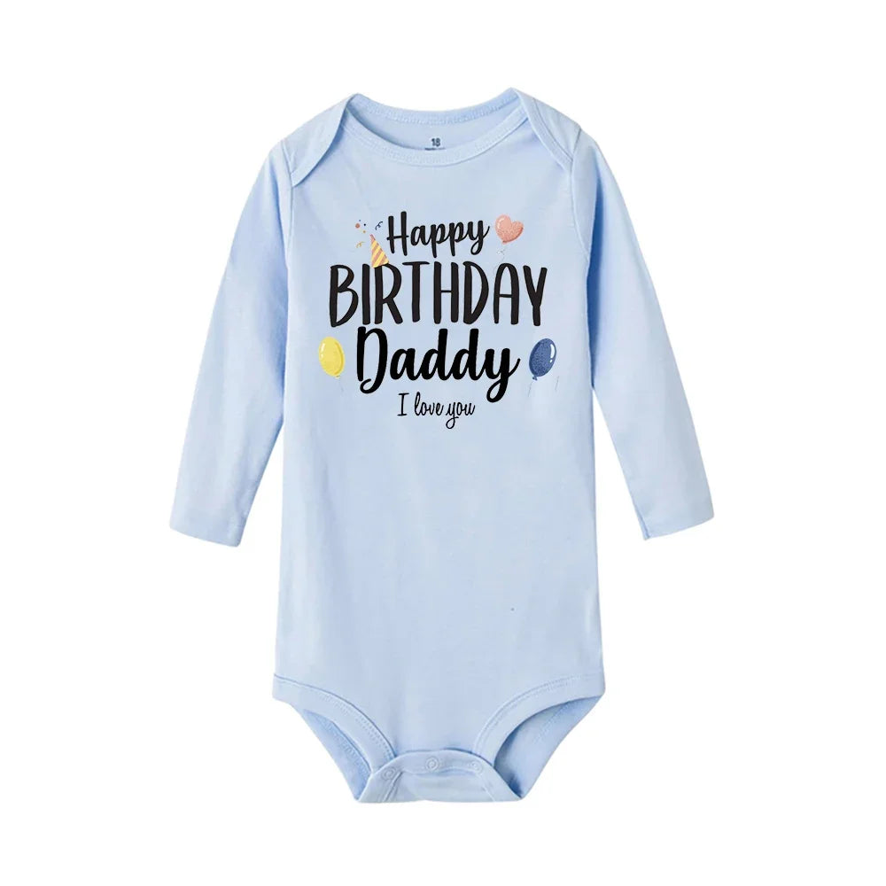 Baby-Strampler „Happy Birthday To The Dad“-Aufdruck, Säuglings-Body für Jungen und Mädchen, Kleidung für Papa, Geburtstagsgeschenk, Overall, Kleinkind-Outfits