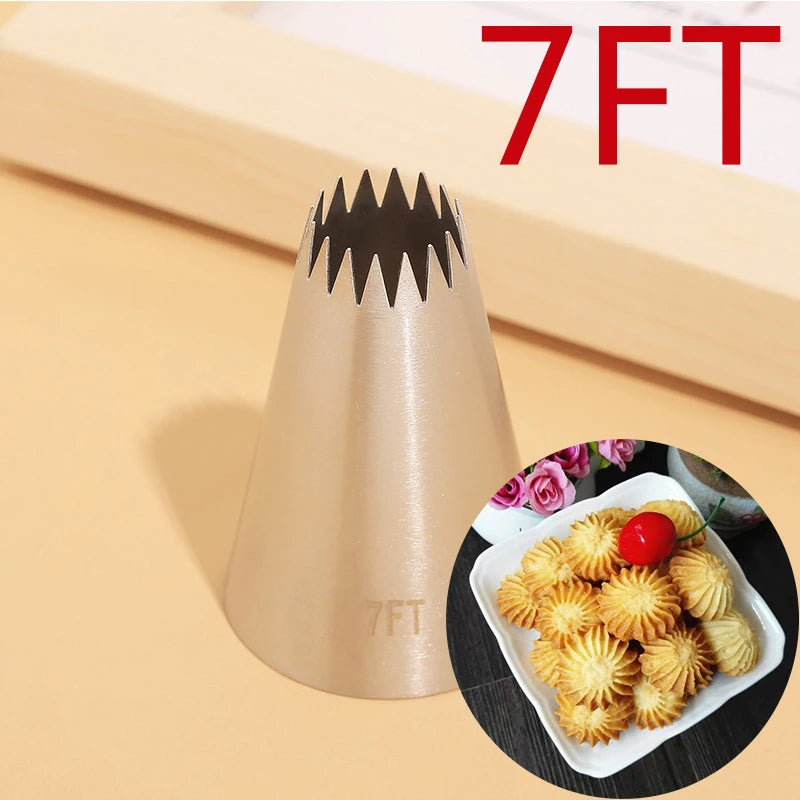 7FT 8FT 9FT Cake Decorating Tips Set Russian Open Star Piping Nozzles Tips Cupcake Cookies Icing Piping Pastry Nozzles.