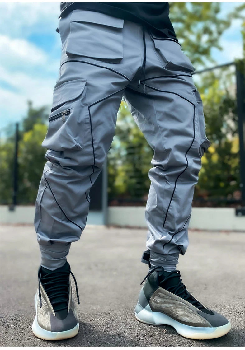 Men's Reflective Cargo Pants 2025 New Hip Hop Casual Joggers Trousers Multi-Pocket Men Sweatpants Streetwear Sports Pant M-3XL.