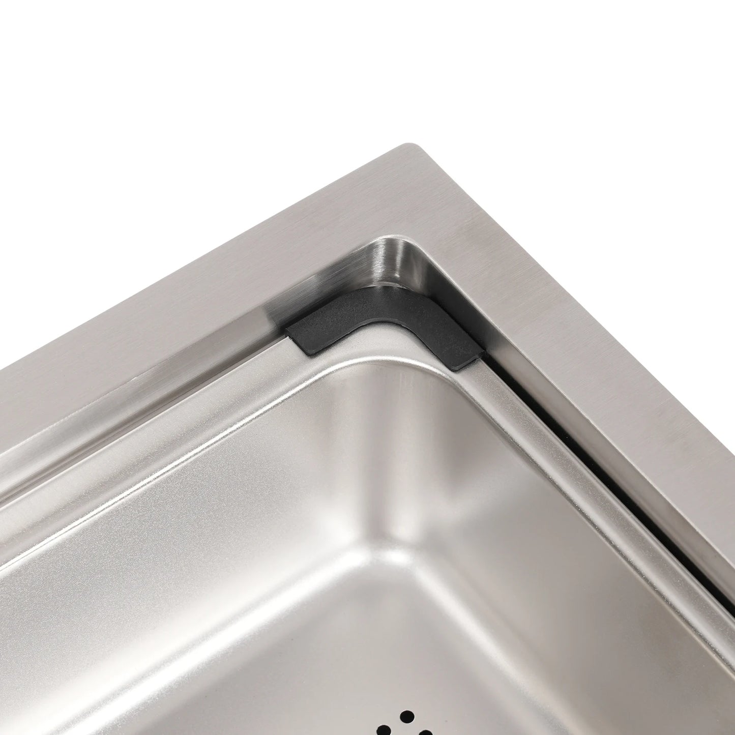 Küchenspüle aus Edelstahl, 8,66 Zoll tief, Abtropfkorb, Innenbecken, Unterbau- oder Überbau-Design