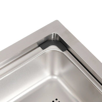 Küchenspüle aus Edelstahl, 8,66 Zoll tief, Abtropfkorb, Innenbecken, Unterbau- oder Überbau-Design