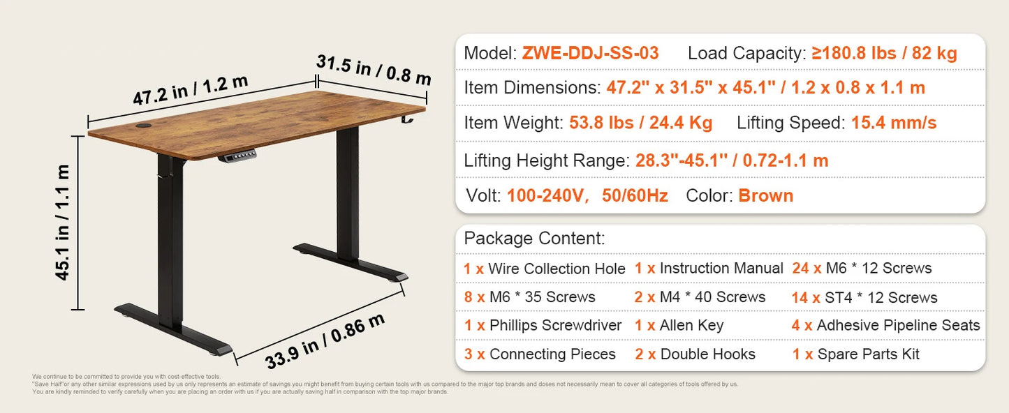 SucceBuy Elektrischer Stehpult, höhenverstellbarer Stehpult mit doppeltem Schutzsystem, hohe Tragfähigkeit für das Heimbüro