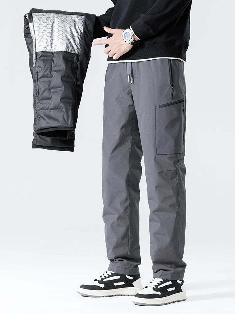 Winter Down Pants Men 90% White Duck Down Padded Warm Pants Outdoor Waterproof Windproof Casual Straight Thermal Puffer Trousers.