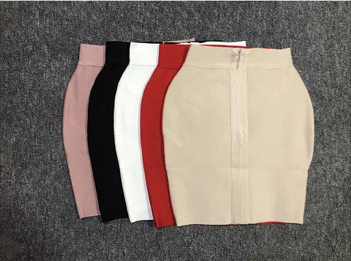 42CM Length Bandage Skirts Women Sexy High Waist Bodycon Mini Asymmetric Skirt Elastic High Street Evening Club Party Bottoms.
