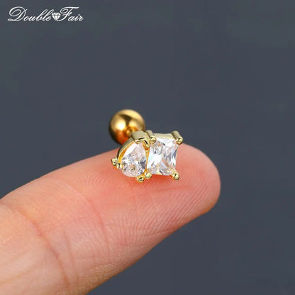 1pc Cartilage Tragus Helix Daith Crystal Ear Piercing Stud Earrings for Women Mini Screw Stainless Steel Stacking Ear Jewelry