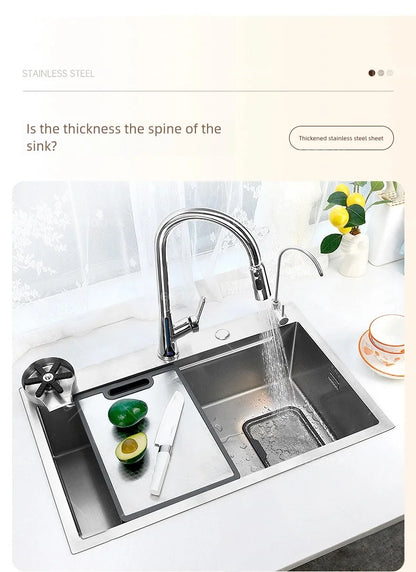 Corrosion Resistant Stainless Steel Household 316L Food Grade Kitchen Sink Large Single Slot Dish and Vegetable Wash Basin