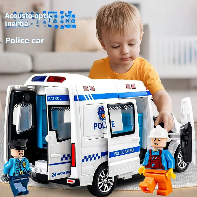 1:32 Mini Alloy Car Diecast Ambulance Fire-Truck Policecar Model Sound And Light Vehicle Simulation Collection Gifts Toys Boys.