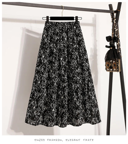 Zjaiss Autumn 2025 Floral Pleated A- Line Skirt Vintage Draped Elegant Chinese Style Women's Half-length Skirts With Lining