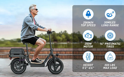 TOOFLY GQ8 Adult Electric Scooter 250W 48V15AH Foldable Electric Scooter  Inch Vacuum Tires City Commuter Electric Scooter.