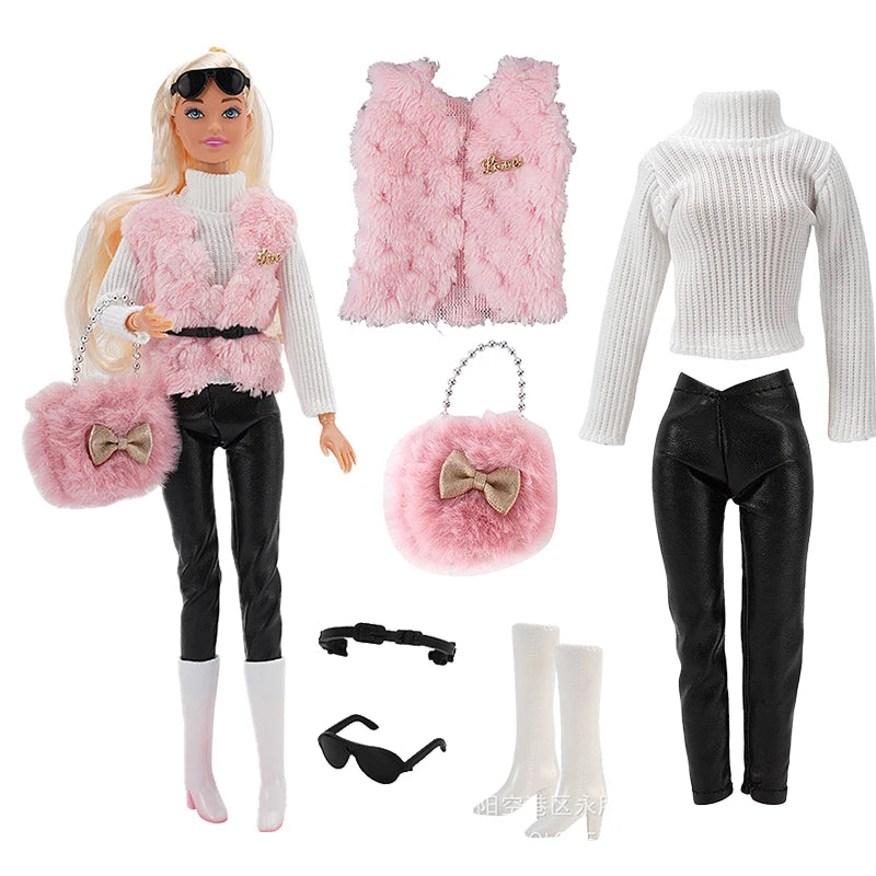 NEW 25 Style Doll Clothes Outfits Pink Winter Sweater Coat Dress Pant Costume Doll House Accessories Christmas Girls Gift