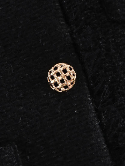 Women's Autumn and Winter Long Sleeve Short Jacket Fashion Solid Colour Front Pocket Button Jacket Elegant Casual Jacket