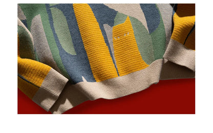 2024 Autumn Knitted Sweater Men Women Winter Harajuku Cartoon Full Cat Print Pullover Vintage Causal Loose Sweaters Streetwear.