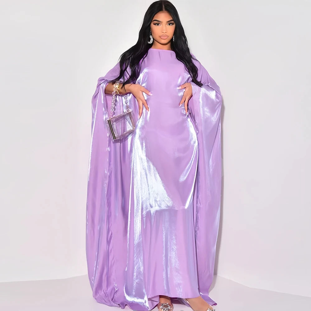 ramadan Eid Abayas For Women Modest Fashion Shimmer Batwing Satin Abaya Dubai Luxury 2024 Muslim Kaftan Dress Kebaya Vestidos.