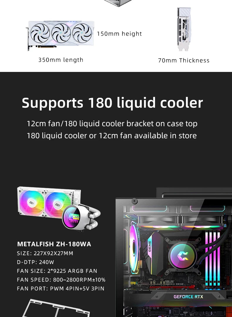 METALFISH S5 PRO 20L Computer Case Gaming PC Chassis Support MATX/ITX SFX/ATX PSU 160mm Tower /180 WaterCooling Cooler.