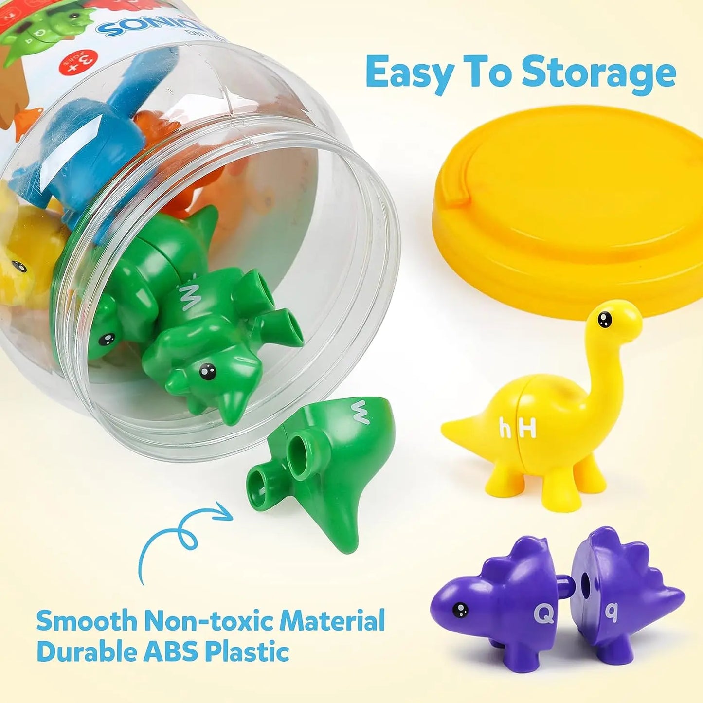 Matching Letters Dinosaur Toy Double-Sided ABC Letters Montessori Preschool Educational Fine Motor Toy Gift.