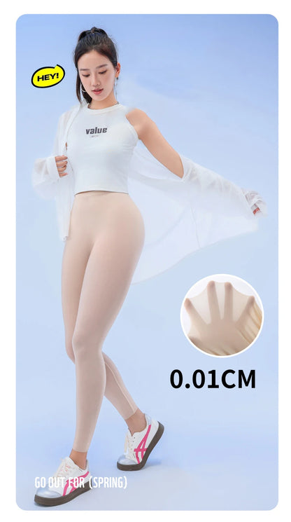 BIVIGAOS Summer Ultra-Thin Skin Sunscreen Leggings Women High Elastic Transparent Facial Mask Underwear Tight Sexy Sport Legging.